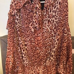 Walter Baker Animal Print Blouse in Brown and Cream